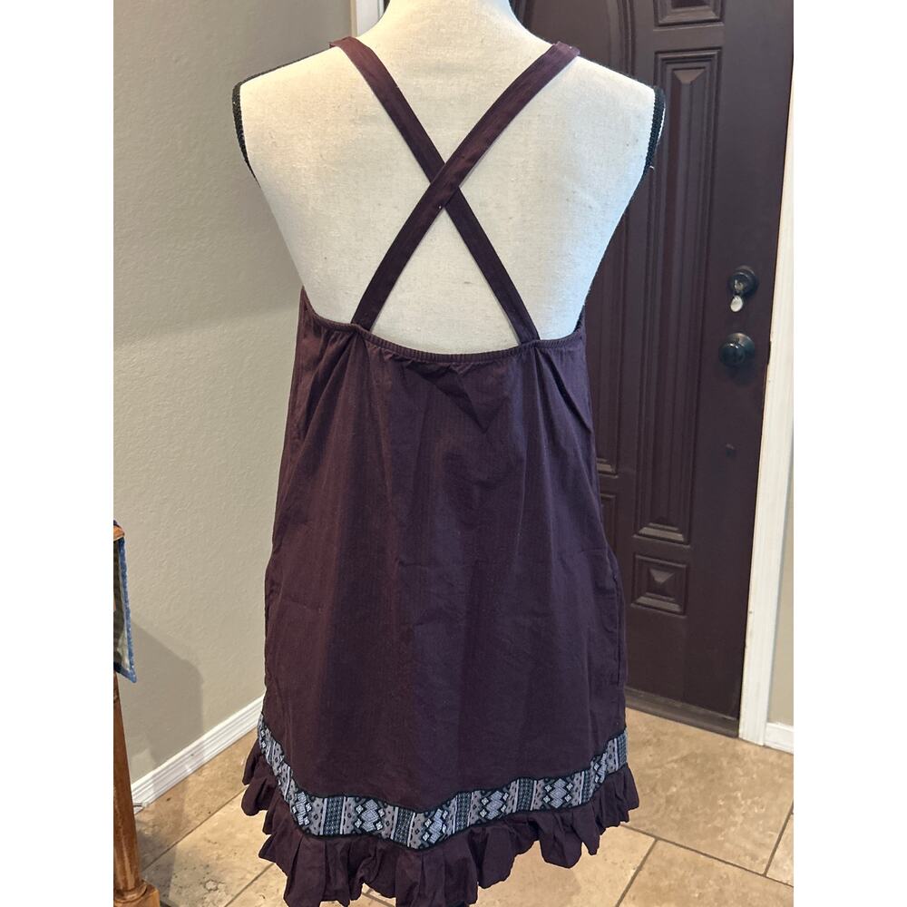 Free People Plum Boho Ruffle Pleated Sundress - Picture 2 of 6